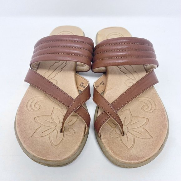 BOC Born Concept Womens 10M Slip On Strapy Toe Sandals Brow Leather BC00019CHA22 - Picture 3 of 8